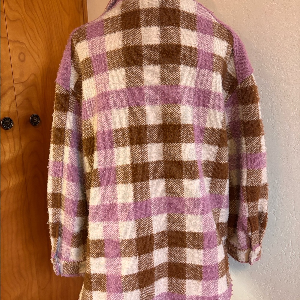 Varley Pink and Brown Checkered Teddy Jacket - Picture 4 of 8
